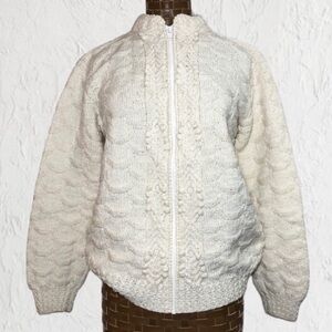 Vintage Hand Knit Zip Up Sweater